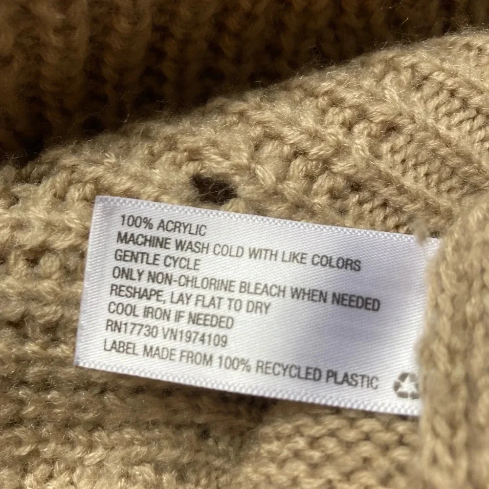 Knox Rose tan chunky knit cowl neck sweater size Med - Picture 3 of 4